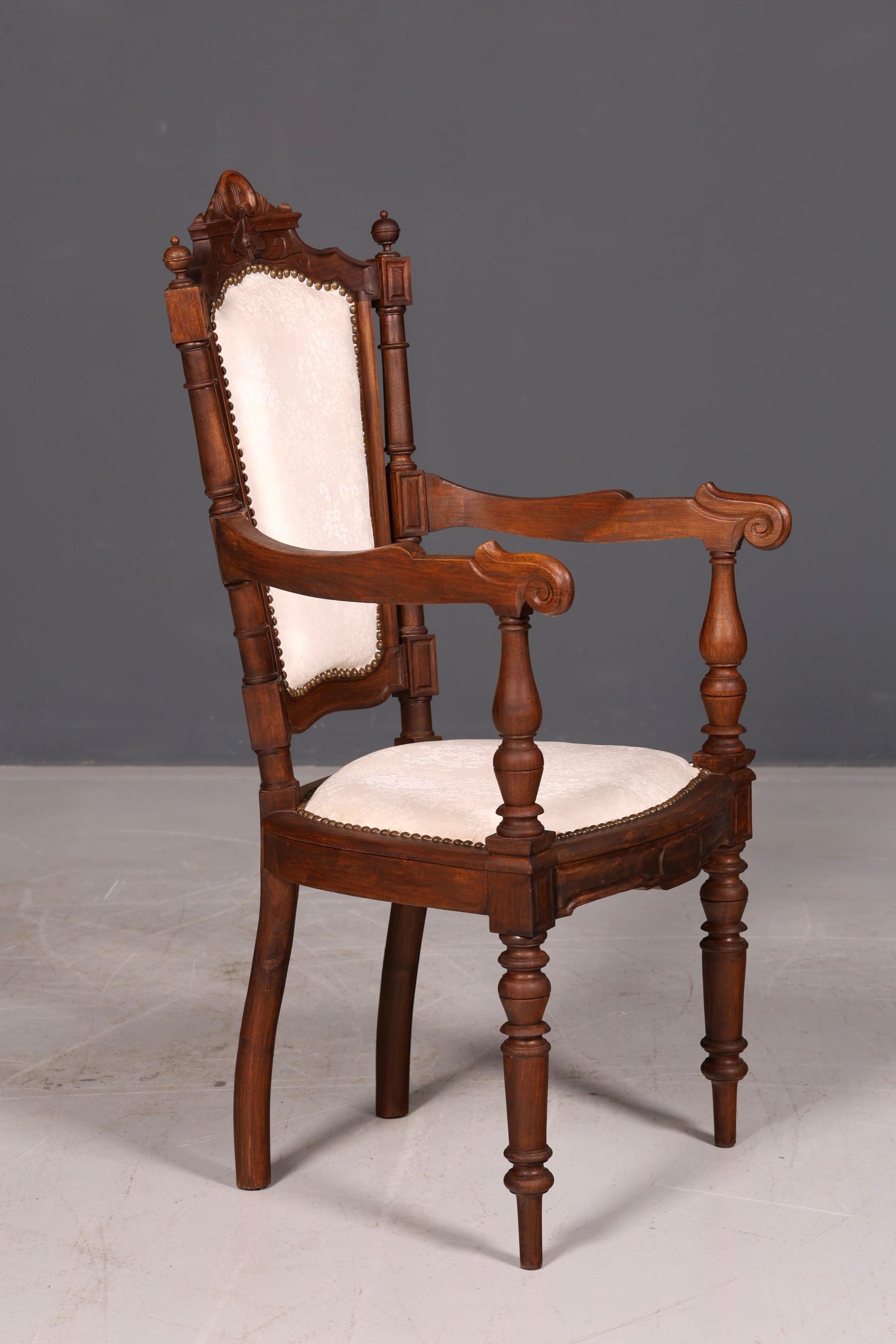 Elegant Neo-Renaissance armchair, antique Historicist chair, Gründerzeit secretary chair, desk chair, upholstered chair 2 of 2