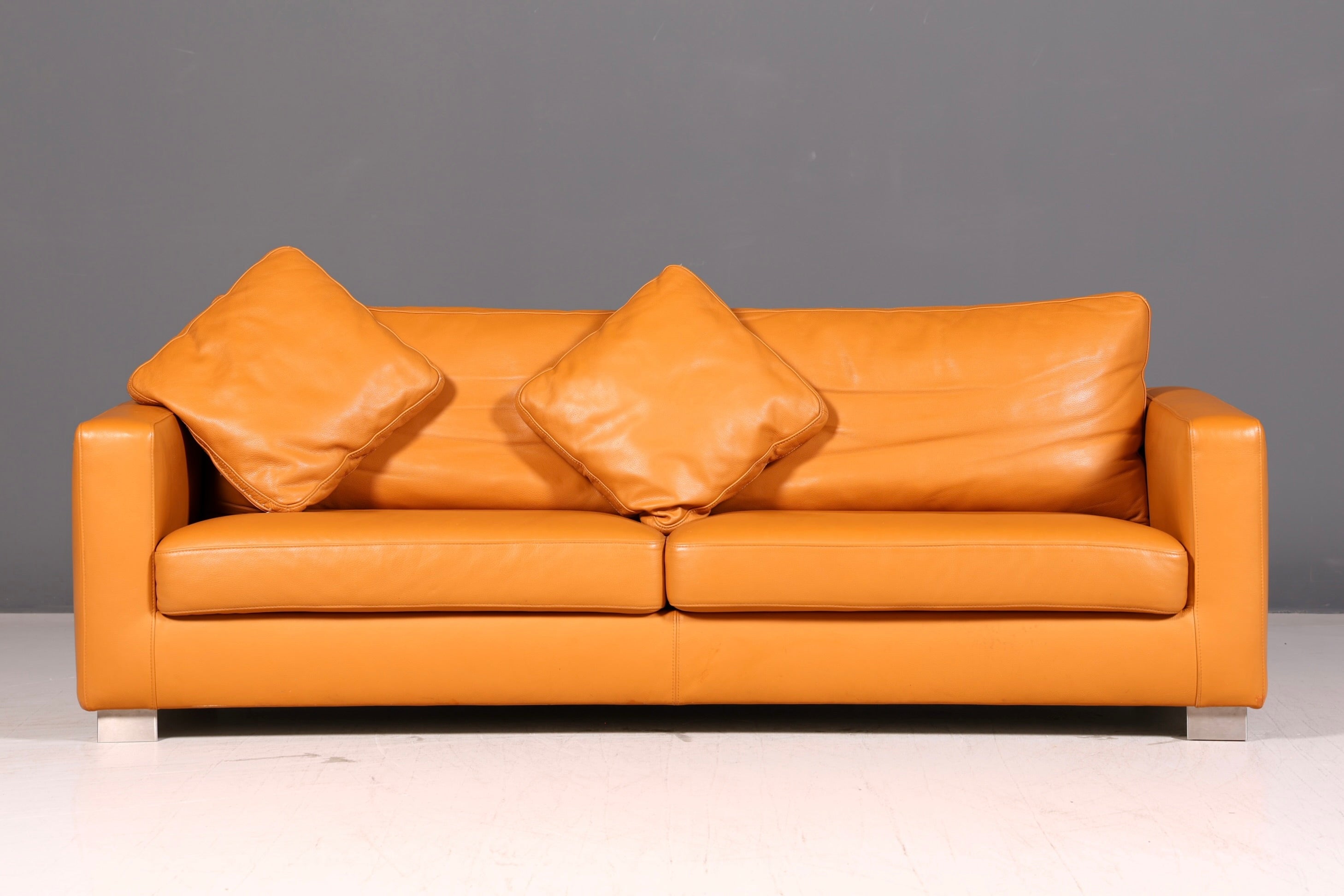 Wunderschönes Ledersofa der Marke Giulio Marelli Cognac Echtleder Couch 2- bis 3-Sitzer Designer Sofa Wohnzimmer