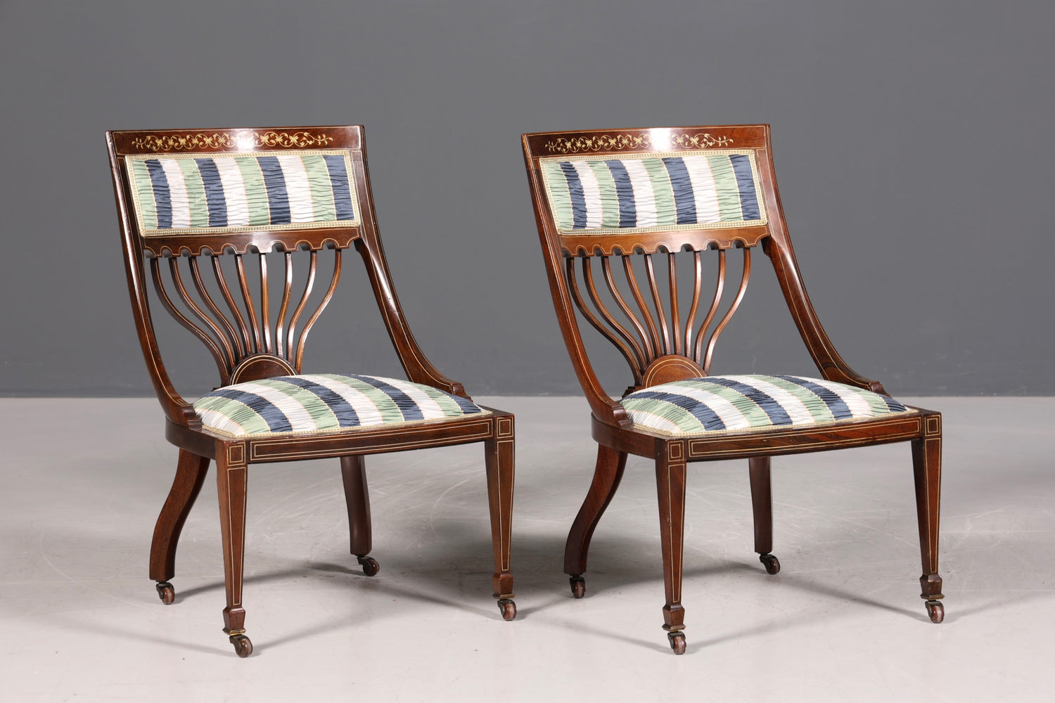 2x Wunderschöne Englische Stühle Edwardian Stuhl Set Antik Küchenstühle Polsterstühle Stuhl Set