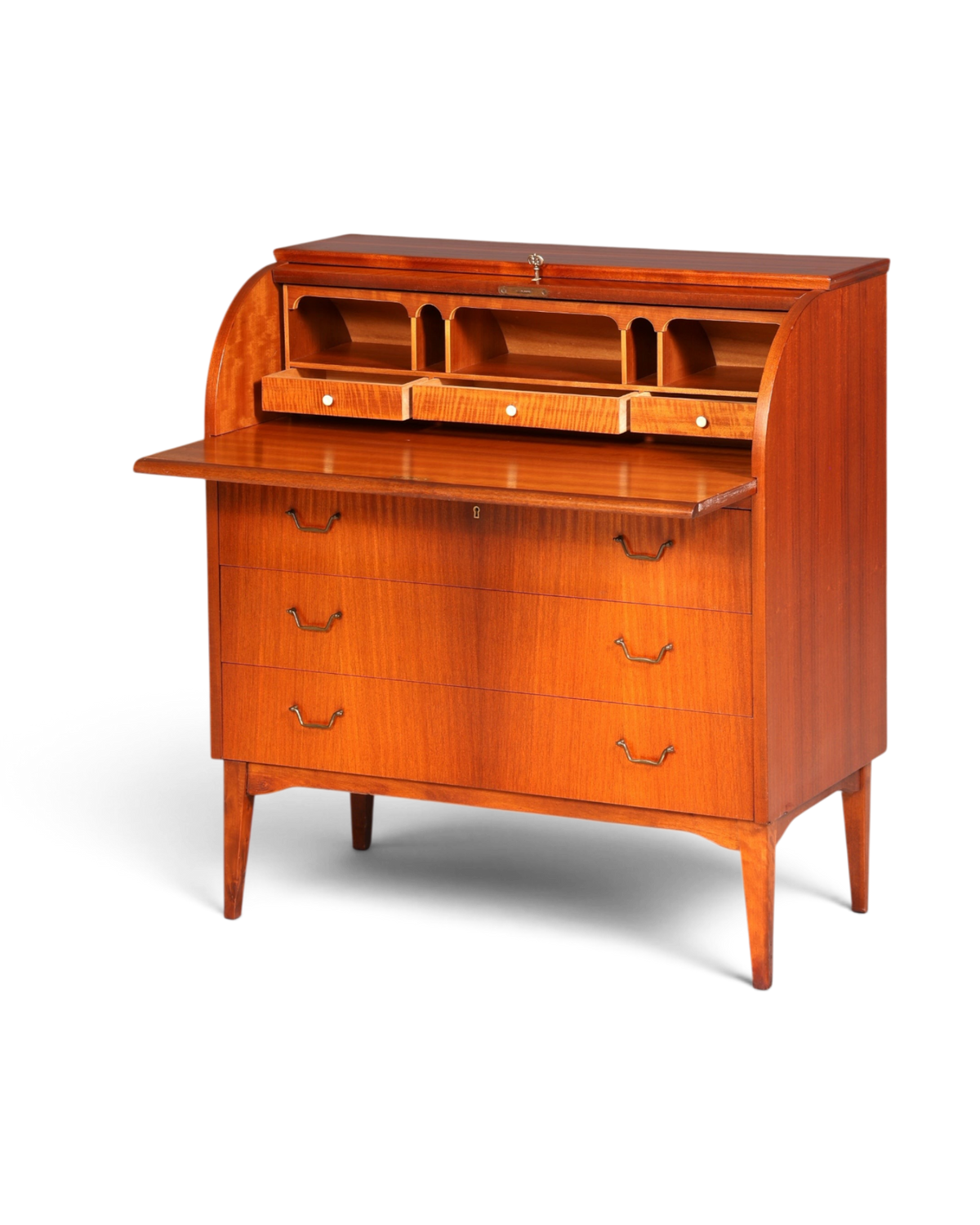 Wunderschöner Mid Century Rollladen Sekretär echt Holz Büro Schrank Vintage Schreibkommode