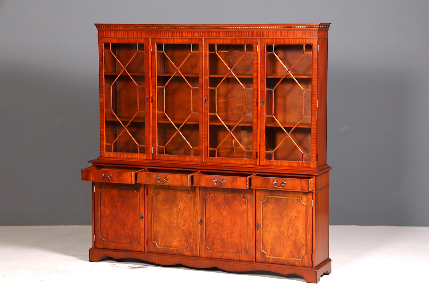 Wunderschöne Englische Vitrine Bücherschrank Buffet Antik Stil Englisch Mahagoni Glasvitrine Bibliothek