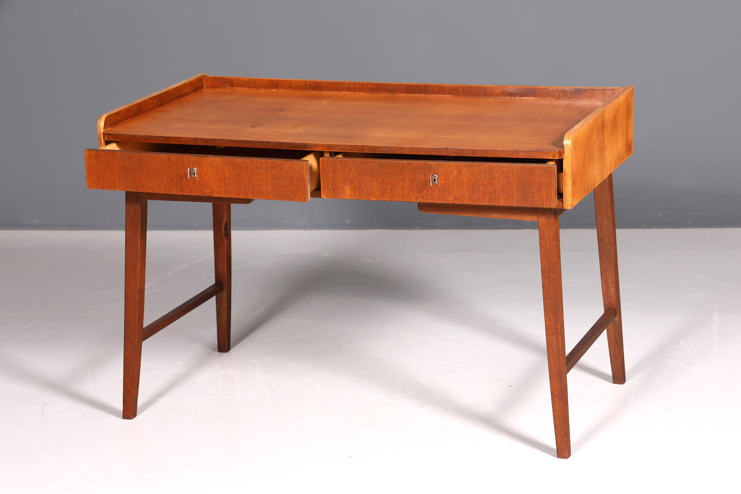 Beautiful mid-century teak wood desk, Danish design office table, 1960s style.
