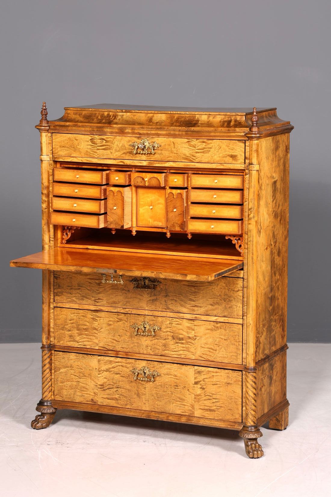 G545 Finish cm Stilvoller Biedermeier Sekretär Louis Philippe Vertiko Antik Kommode Schreibkommode Office Desk (Kopie)