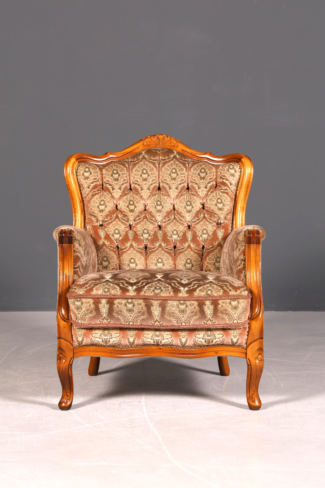 Edler Chippendale Armlehnsessel Barock Stil Sessel Armchair Samt Stoff Sessel 2 von 2