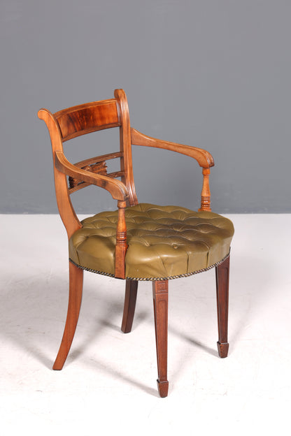 Wunderschöner Chesterfield Armlehnstuhl Anno Dom Sekretär Stuhl Englisch echt Leder Küchenstuhl 1 von 2