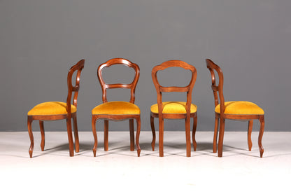 Edle 4x Louis Philippe Stühle Set um 1880 Antik Biedermeier Nussbaum Esszimmerstühle Polsterstühle Sekretär Stühle Vintage