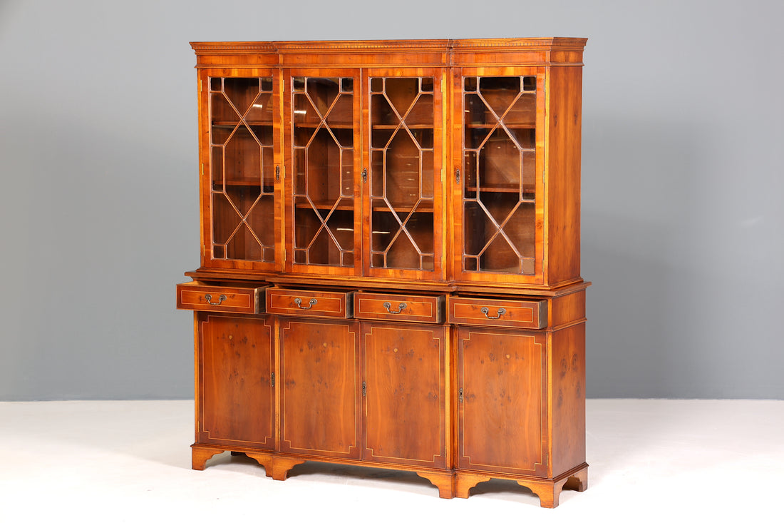 Wunderschöne Englische Vitrine Bibliothek Eibe Bücherschrank UK Buffet Schrank 60s Jahre