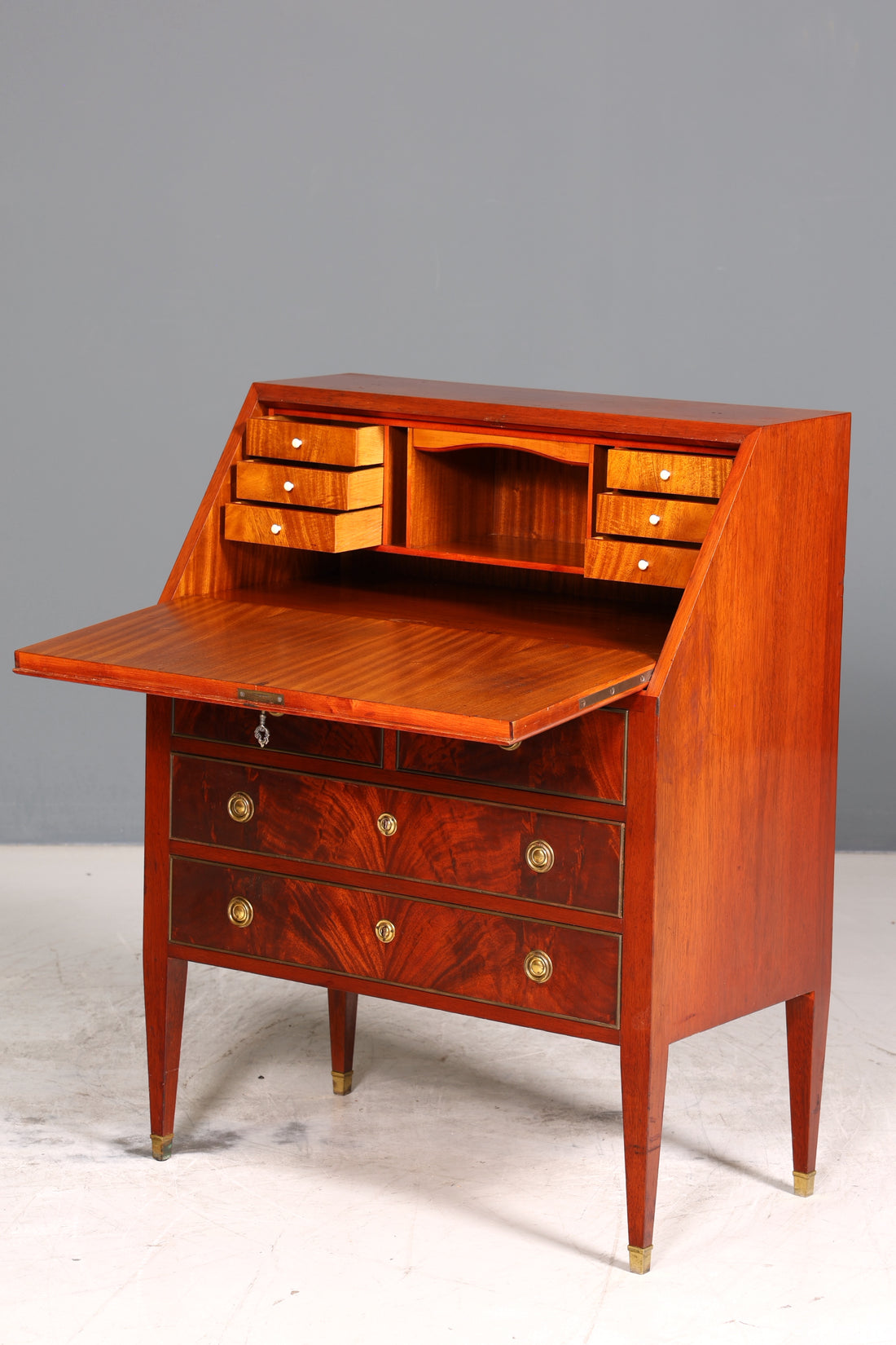 Edler Sekretär im Louis Seize Stil Büro Kommode Empire Englisch Schreibkommode Schreibtisch