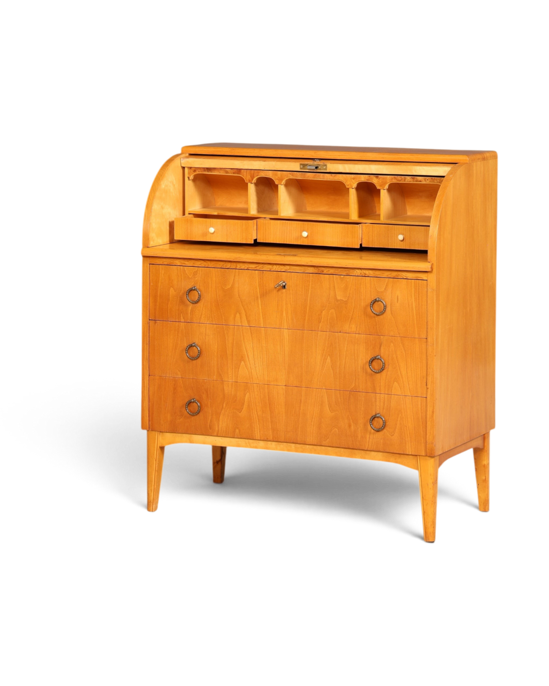 Wunderschöner Mid Century Rollladen Sekretär echt Holz Büro Schrank Vintage Schreibkommode 60s