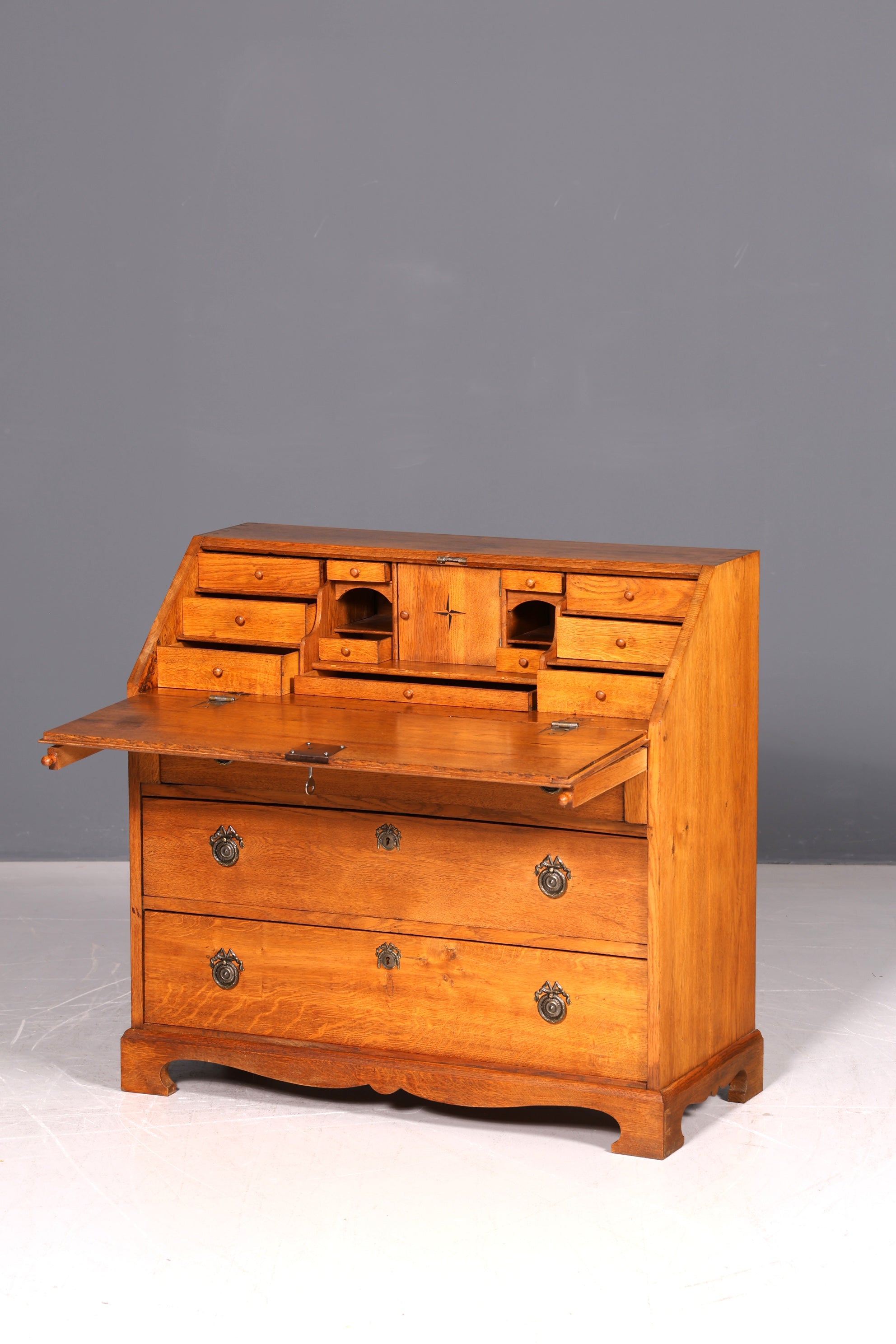 Wunderschöner Louis Seize Sekretär Echt Holz Eiche Schreibsekretär Barock Intarsien Antik Schreibtisch
