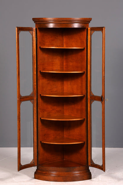 G469 Finish cm Wunderschöne Englische Eckvitrine Mahagoni Antik 60s echt Holz Schrank Eckschrank Glasvitrine (Kopie)