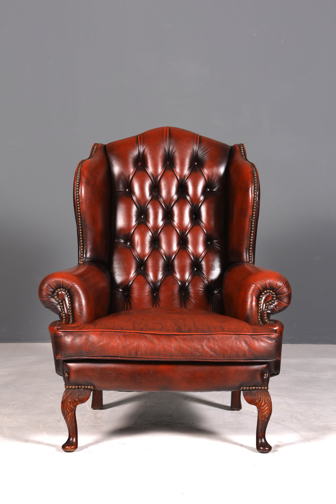 Original Chesterfield Ohrenbacken Sessel Englisch Leder Herrensessel UK Armlehnsessel