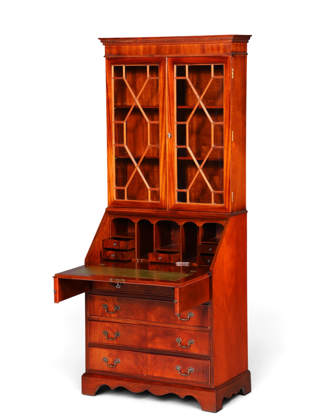 Wunderschöner Englischer Sekretär Büro Aufsatzsekretär Antik 60S Vitrinen Schrank UK