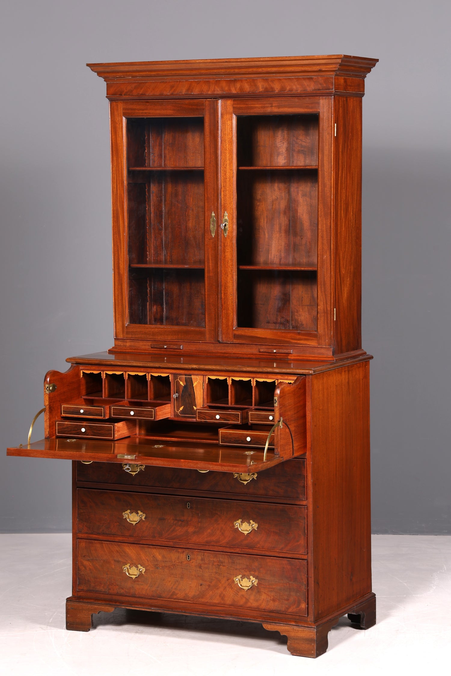 G224 Finish Wunderschöner Englischer Sekretär Büro Aufsatzsekretär Antik 60S Vitrinen Schrank UK (Kopie)