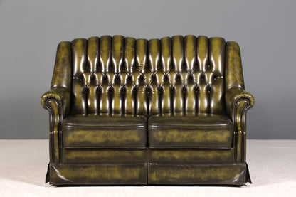 Wunderschönes Original Chesterfield 2er Sofa Englisch Leder 2- Sitzer Couch