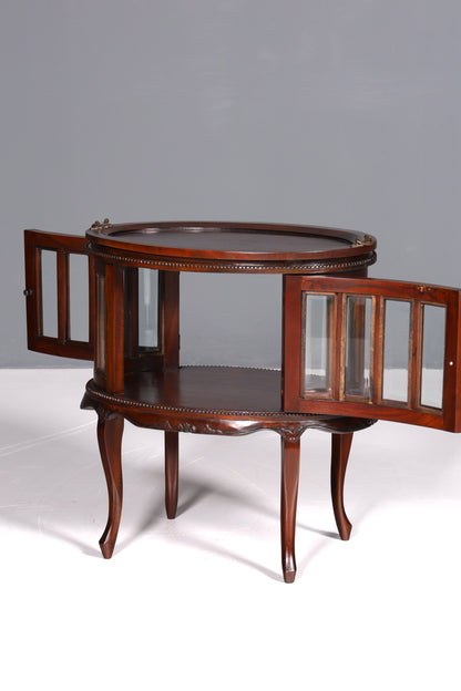 Beautiful, delicate Chippendale bar cabinet, real wood tea cabinet in Art Nouveau style, display cabinet