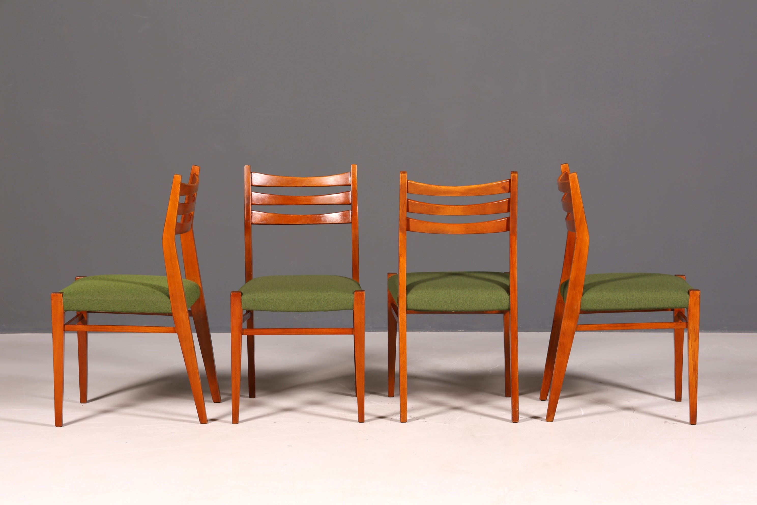 4x Mid Century Teak Holz Stühle Made in Denmark Retro Stuhlset Danish Design Vintage Küchenstühle
