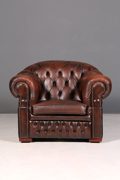 Wunderschöner Original Chesterfield Centurion Sessel Englischer Armlehnsessel Echt Leder Herrensessel Vintage