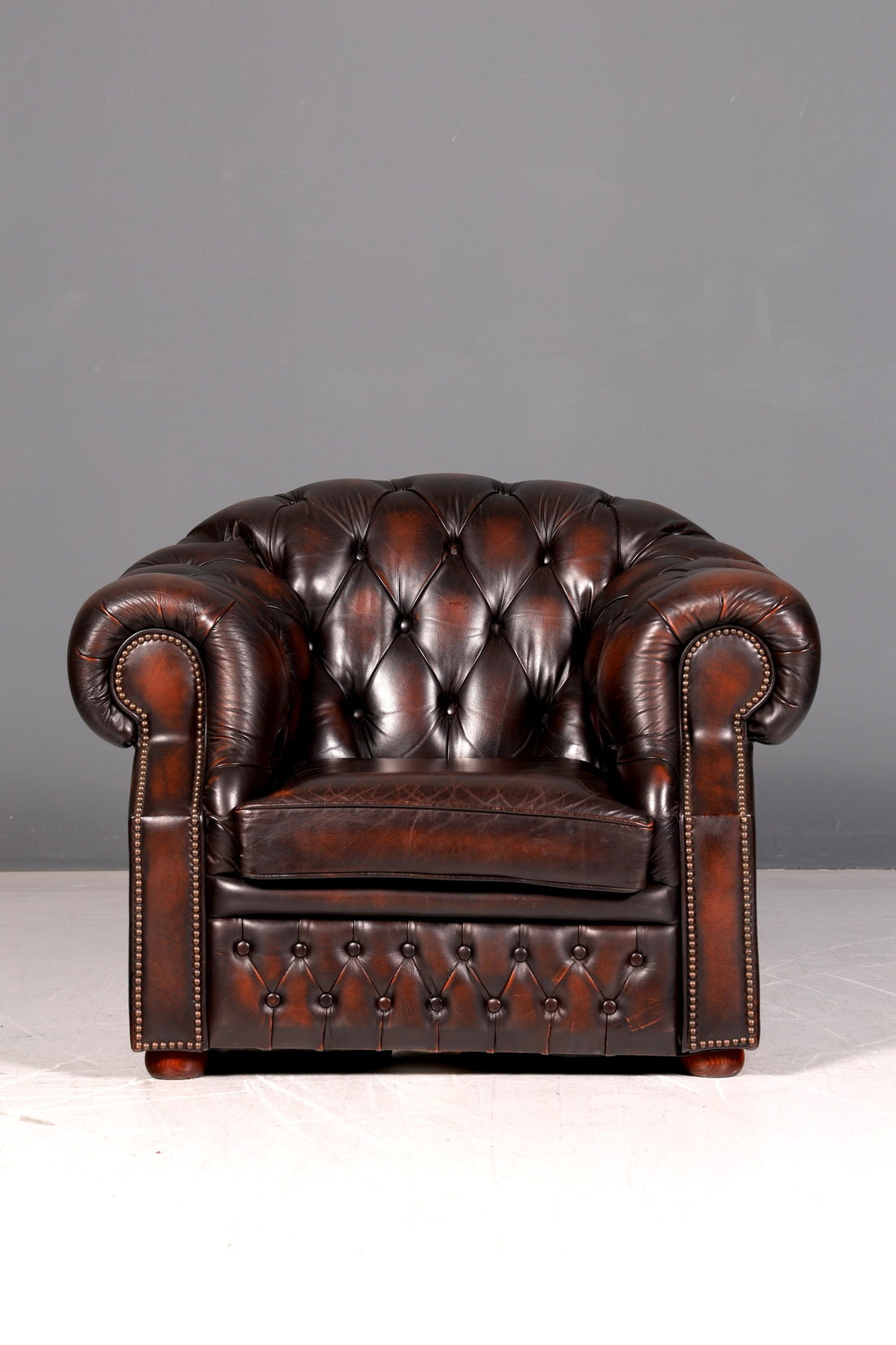 Noble Original Chesterfield Centurion Armchair Brown Genuine Leather English Armchair Gentleman’s Chair UK 1 of 2