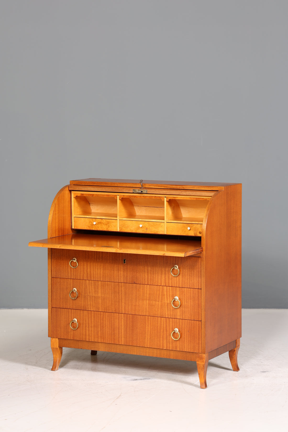 Traumhafter Mid Century Rollladen Sekretär echt Holz Büro Schrank Retro Schreibkommode