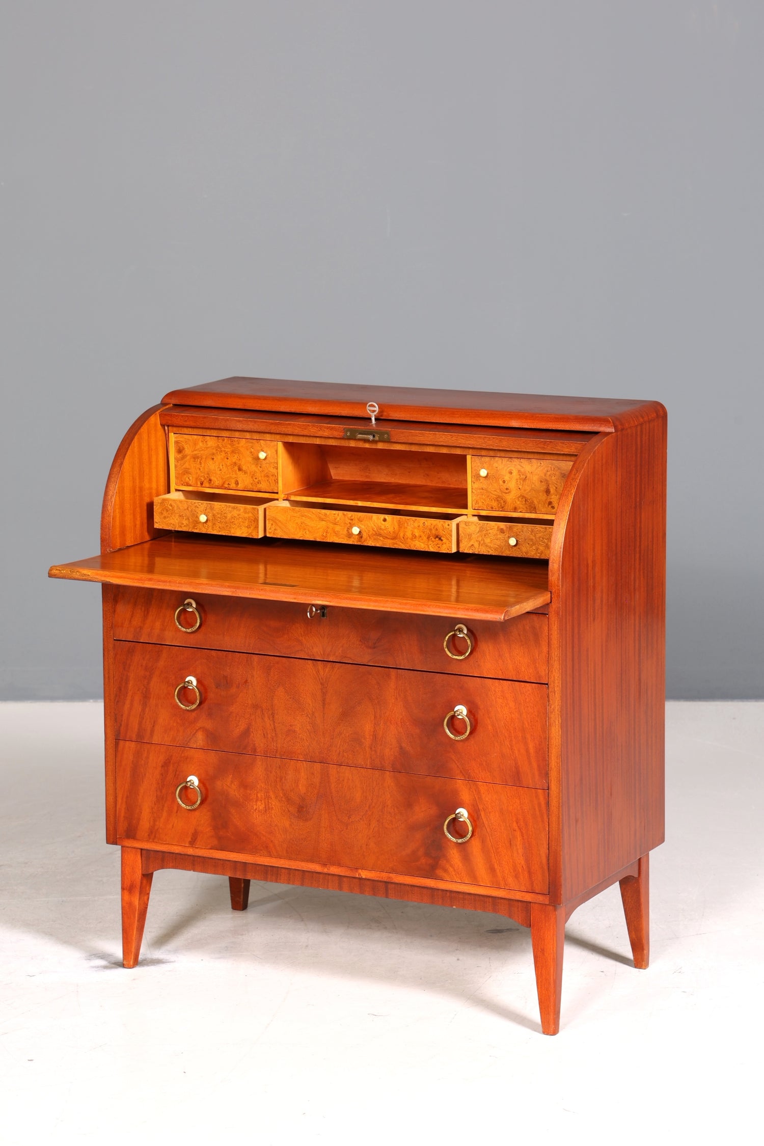 Traumhafter Mid Century Rollladen Sekretär echt Holz Büro Schrank Vintage Schreibkommode