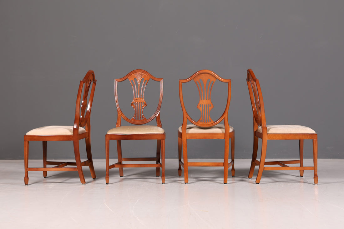 Edles 4x Englische Stühle Set Hepplewhite Stil Dining Chairs Antik Esszimmerstühle Küchenstühle Stuhlset Vintage