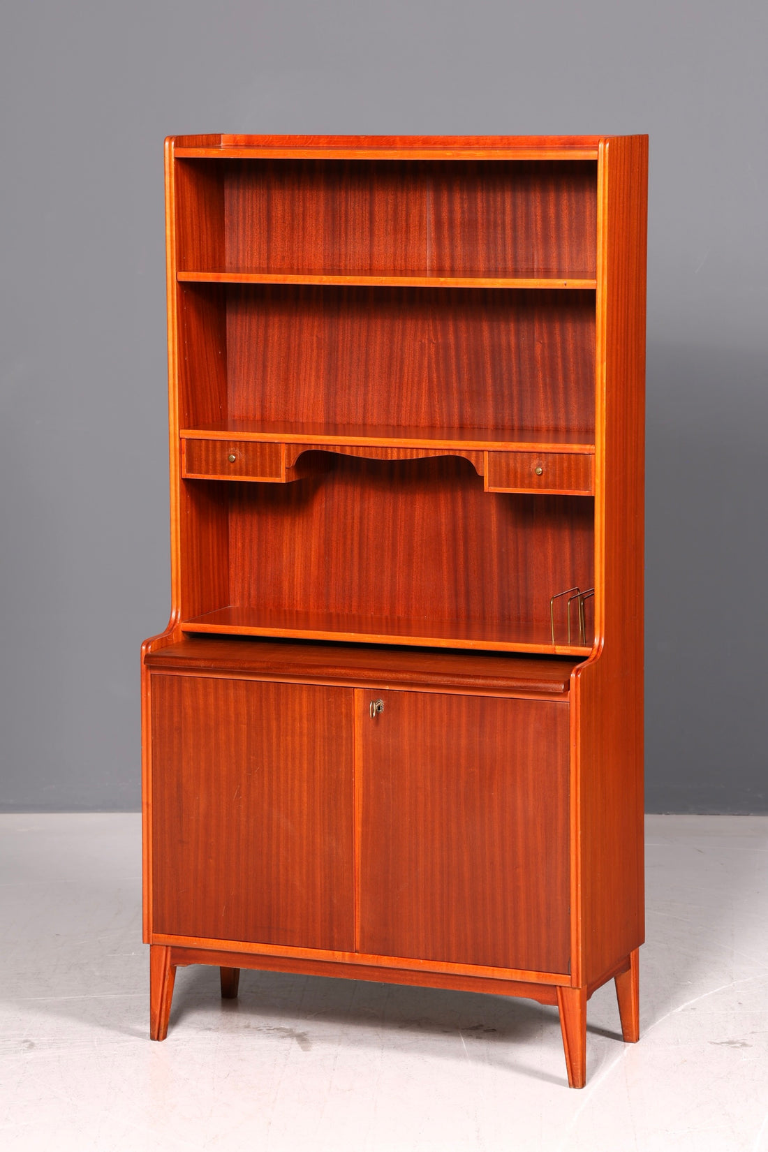 Wunderschöner Mid Century Schrank Sekretär Bücherregal Highboard Vintage Regal Kommode Holz