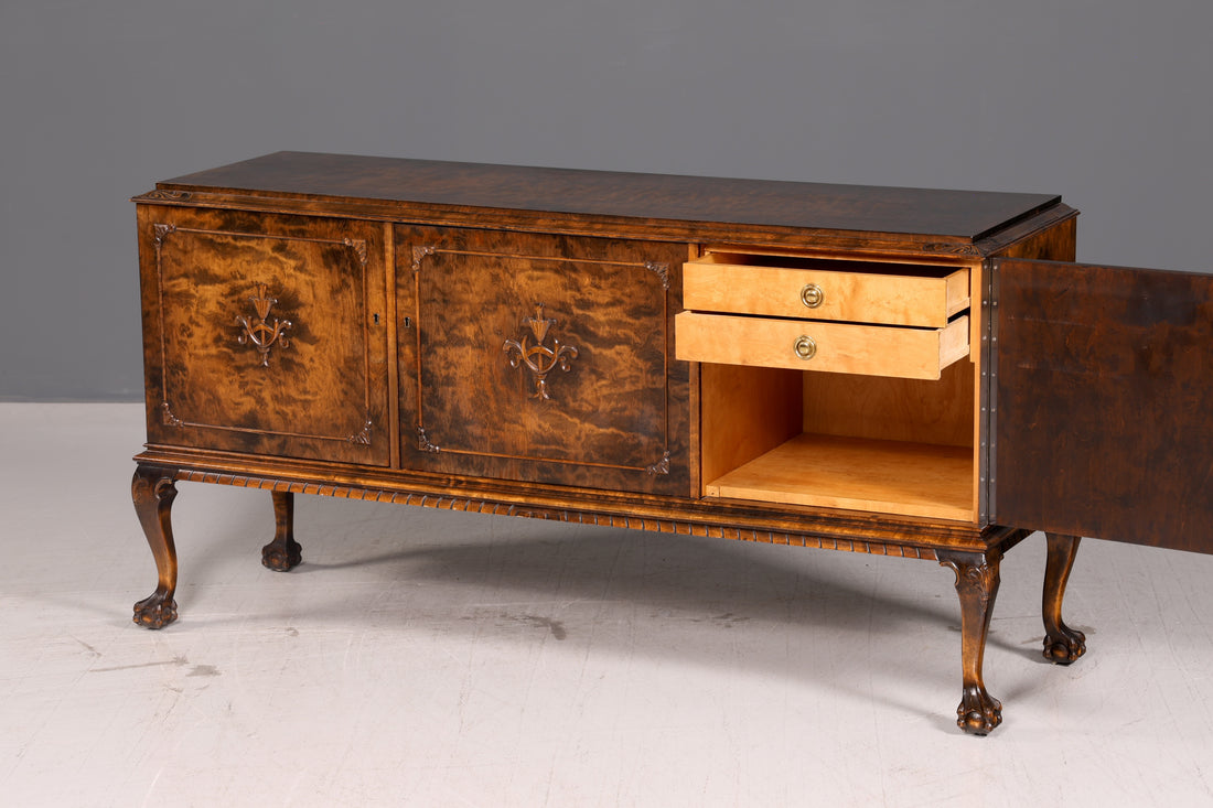 Beautiful Original Art Deco Sideboard Cabinet TV Dresser circa 1930 Chippendale Solid Wood
