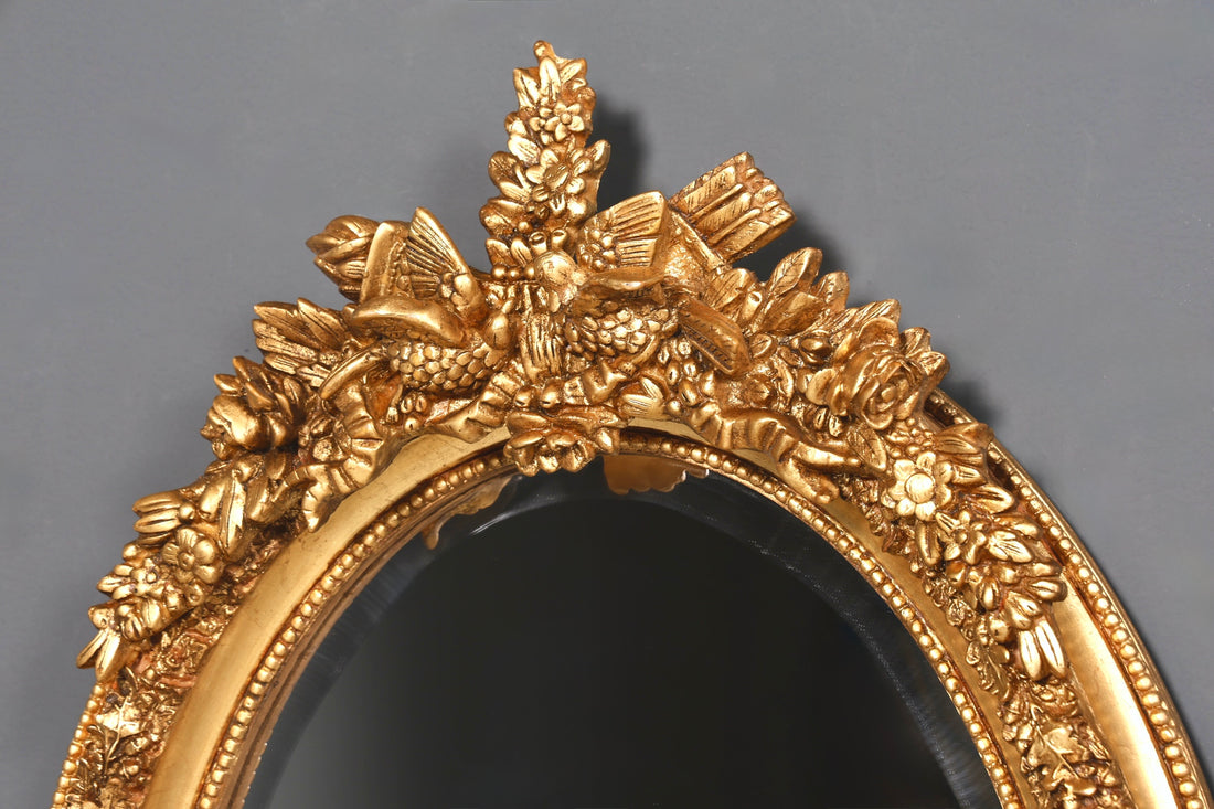 Edler Ovaler Prunk Barock Stil Wandspiegel Ornamenten Gold Spiegel