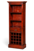 Hauptstadt Möblerei Bücherregal im Kolonialstil aus dunklem Massivholz mit integriertem Weinregal und Schublade