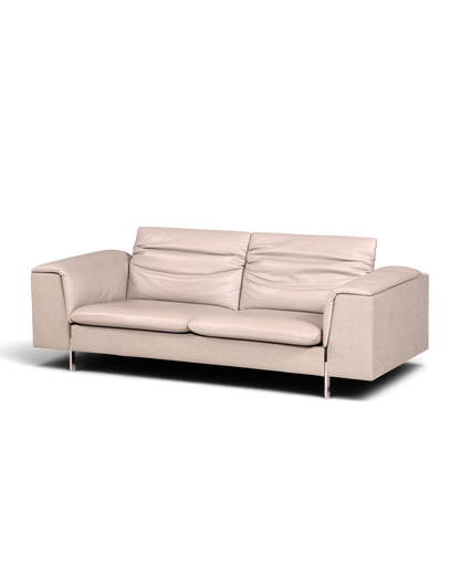 Hauptstadt Möblerei Ligne Roset tasarım gri deri ve kumaş kombinasyonlu modern 2-3 kişilik lüks oturma grubu