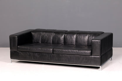 Edles MaxDivani Echtleder Sofa 3-Sitzer Designer Couch Italienisch Ledersofa Schwarz