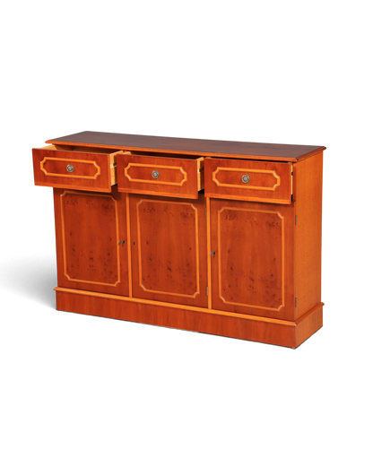Hauptstadt Möblerei İngiliz tarzı ahşap kaplama sideboard, üç çekmeceli ve dolaplı klasik vintage büfe
