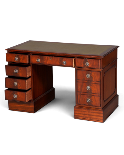 Wunderschöner Englischer Schreibtisch Mahagoni Bürotisch Englisch Desk Leder Auflage