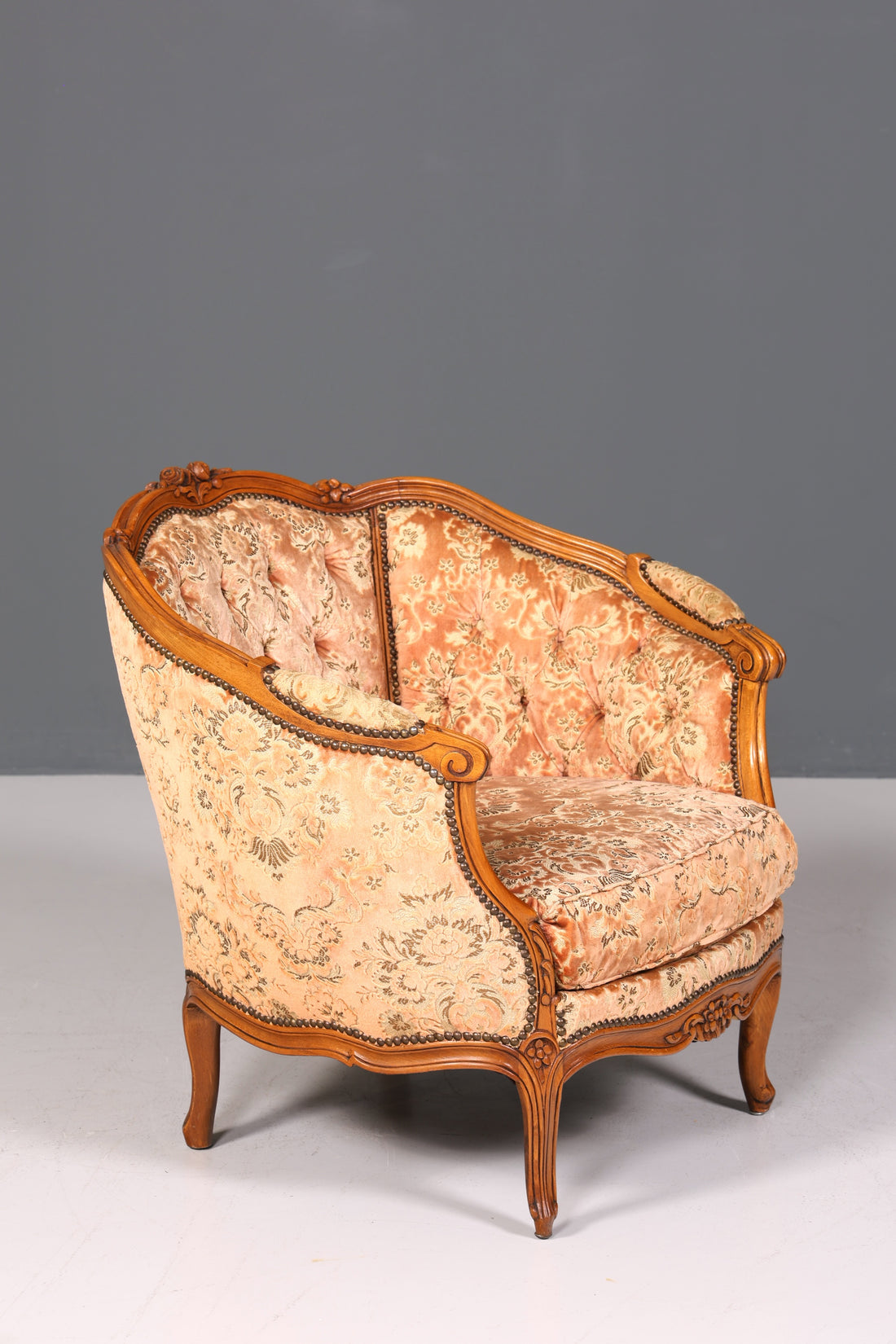 Wunderschöner Chippendale Armlehnsessel Barock Stil Sessel Armchair Samt Stoff Rococo Stil Sessel 1 von 2