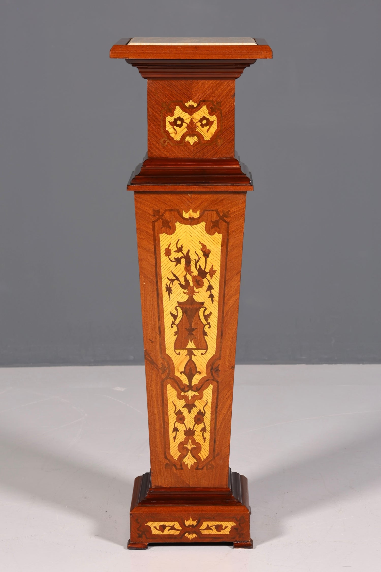 Beautiful Baroque style column, Louis XV flower column, natural stone marble inlay, shelf table