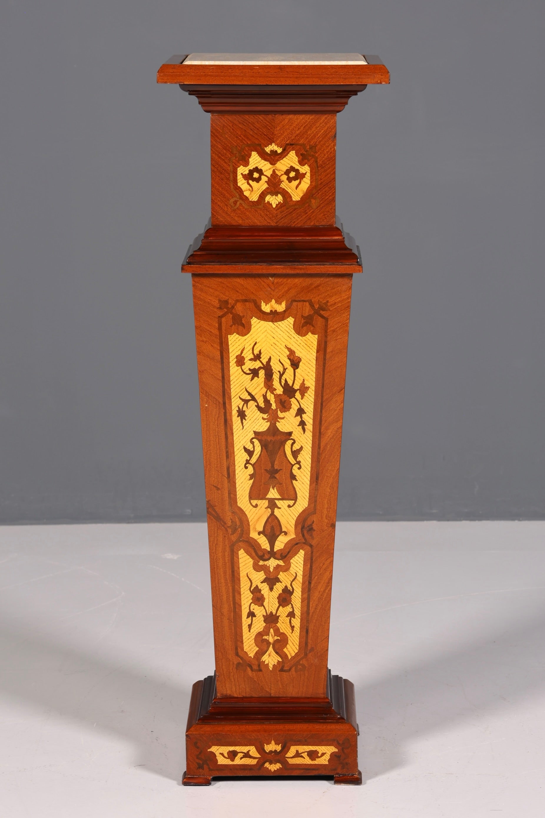 Beautiful Baroque style column, Louis XV flower column, natural stone marble inlay, shelf table