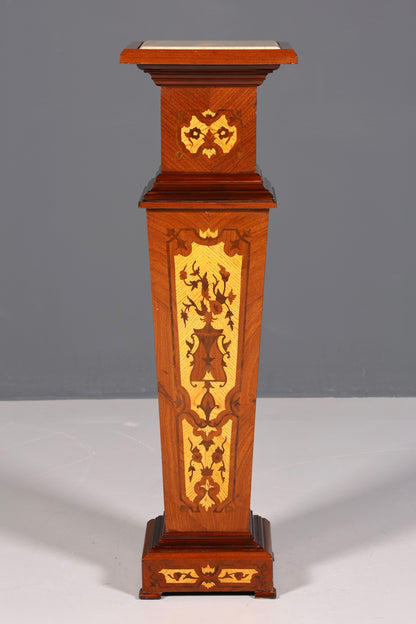 Beautiful Baroque style column, Louis XV flower column, natural stone marble inlay, shelf table