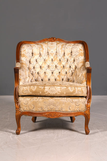 Wunderschöner Chippendale Armlehnsessel Barock Stil Sessel Armchair Samt Stoff Sessel 2 von 2