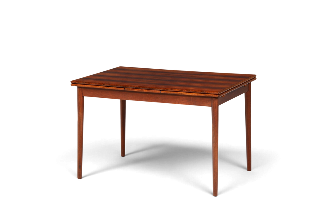 Hauptstadt Möblerei Mid Century Esstisch aus Palisander mit ausziehbarer Platte und markanter Holzmaserung