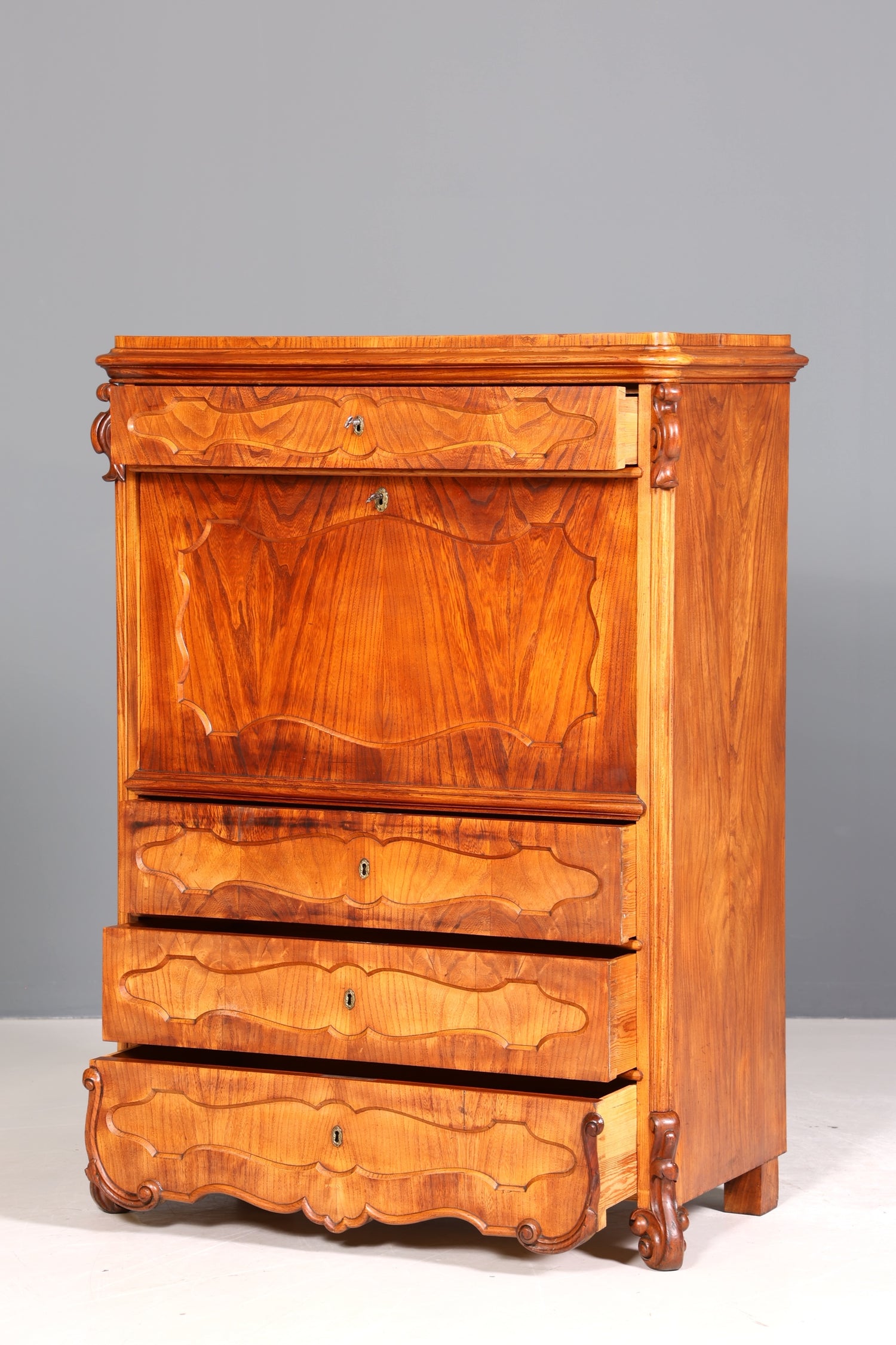 Edler Louis Philippe Sekretär um 1880 Gründerzeit Antik Vertiko Schrank Chiffoniere Schubladenkommode