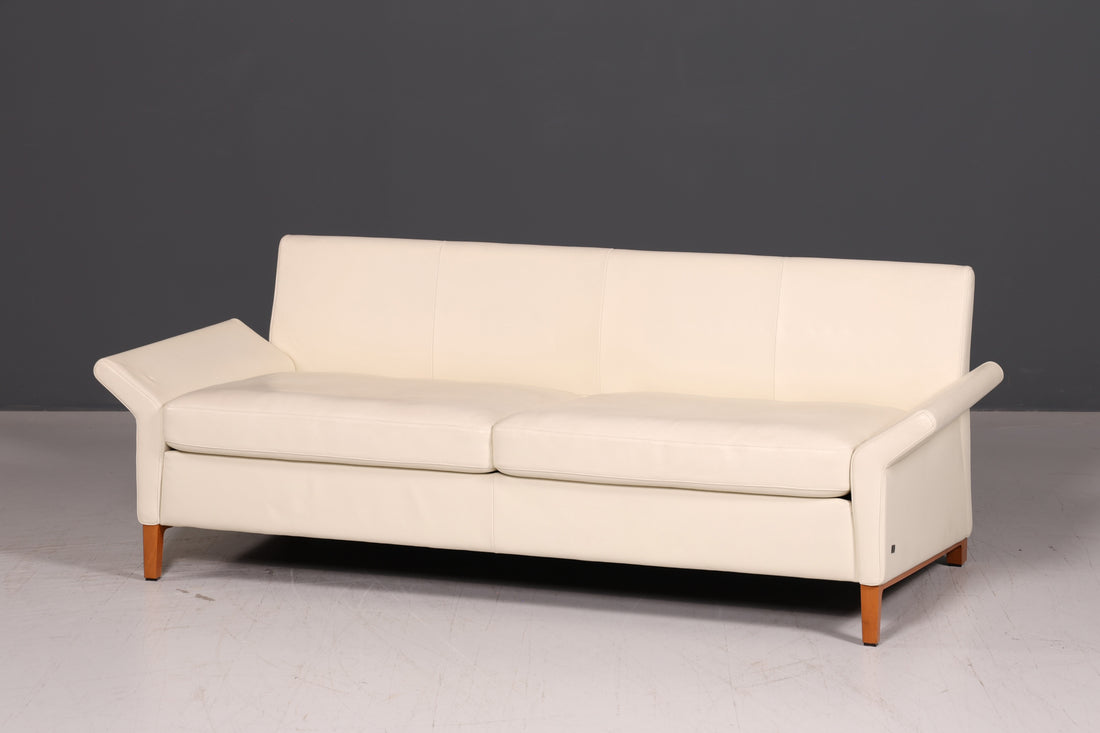 Wunderschönes Original Rolf Benz Sofa Modell 3300 Creme Echtleder 2-Sitzer Couch Designer Ledersofa