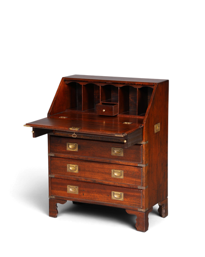 Hauptstadt Möblerei antika tarzda pirinç detaylı masif ahşap İngiliz sekreter çalışma masası