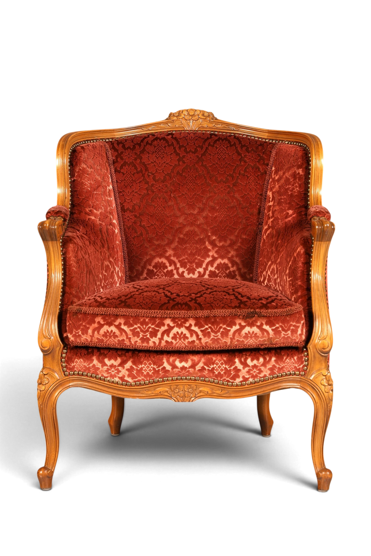 Edler Chippendale Armlehnsessel Barock Stil Sessel Samt Stoff Armchair Sessel 2 von 2