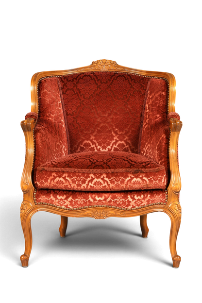 Edler Chippendale Armlehnsessel Barock Stil Sessel Samt Stoff Armchair Sessel 2 von 2