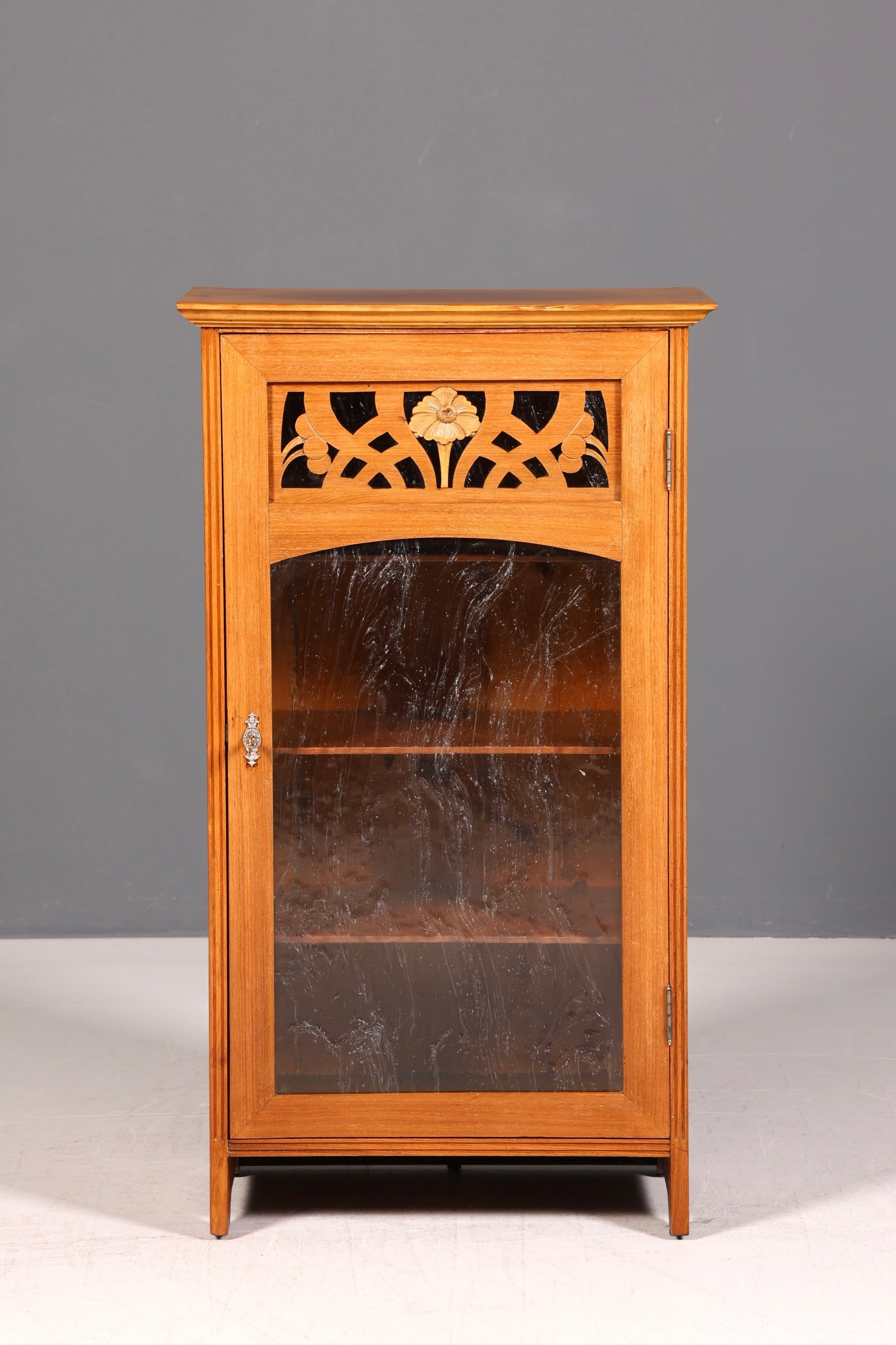 Prachtvolle Jugendstil Vitrine Antiker Bücherschrank Schrank Glasvitrine Geschirrschrank Antik Echtholz