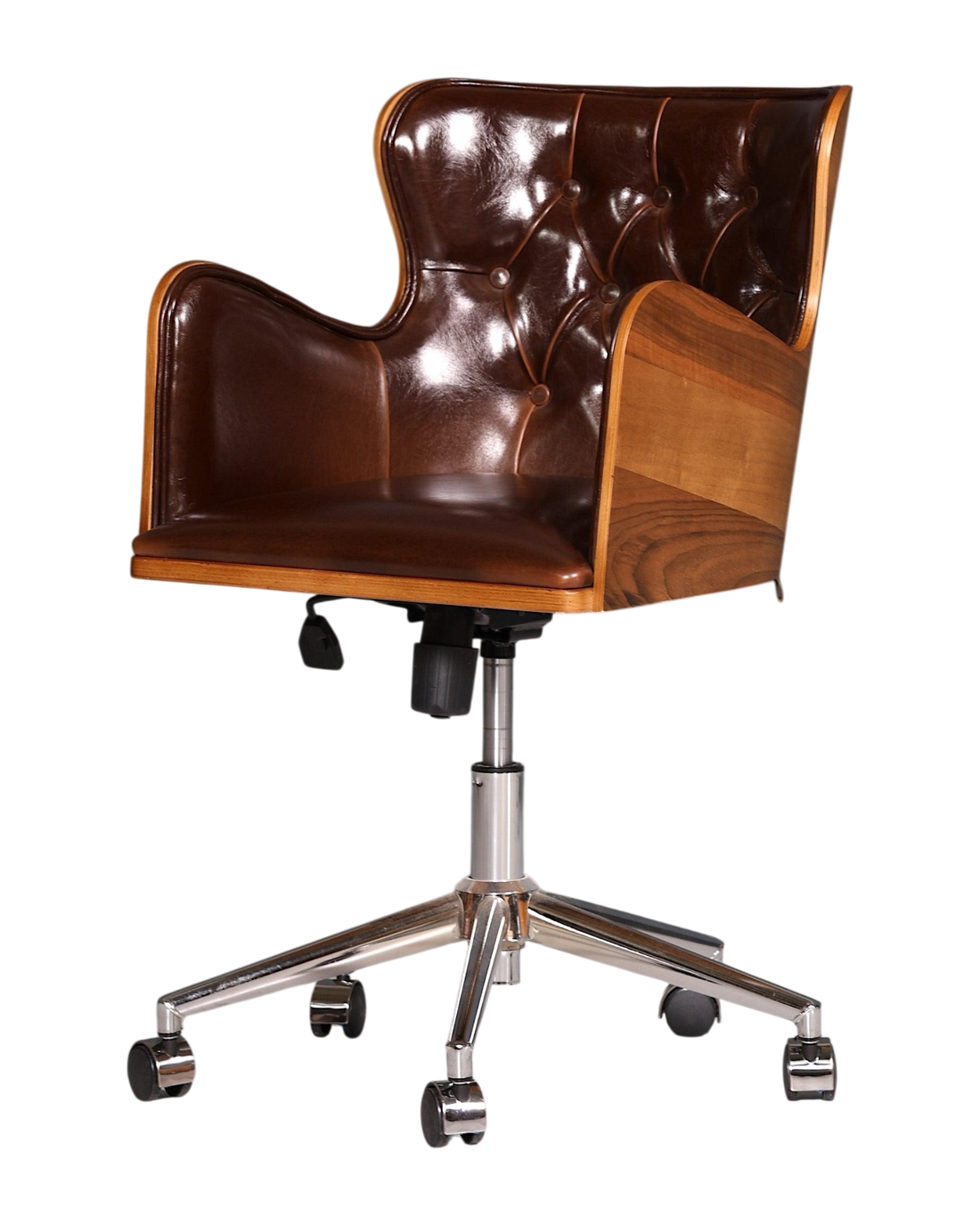 Chesterfield Büro Armlehnstuhl "Leon-Office" Nussbaum braun