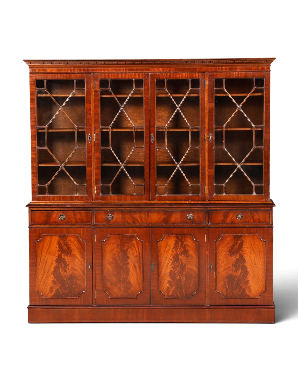 Hauptstadt Möblerei englische Mahagoni Vitrine mit Glasfronten und Buffet-Unterschrank im antiken Stil
