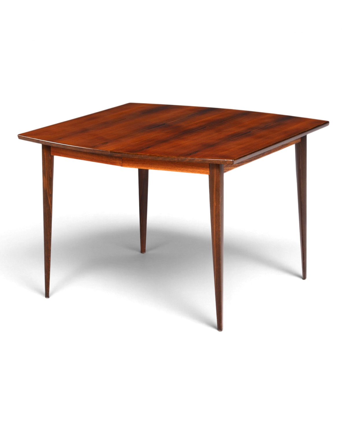Hauptstadt Möblerei Mid Century Esstisch aus Palisander mit quadratischer Tischplatte und konischen Beinen