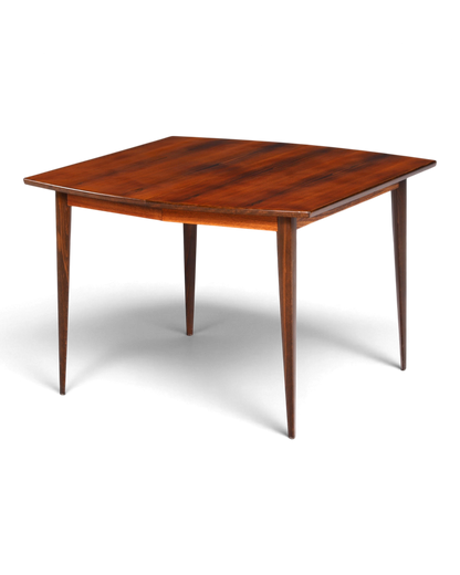 Hauptstadt Möblerei Mid Century Esstisch aus Palisander mit quadratischer Tischplatte und konischen Beinen